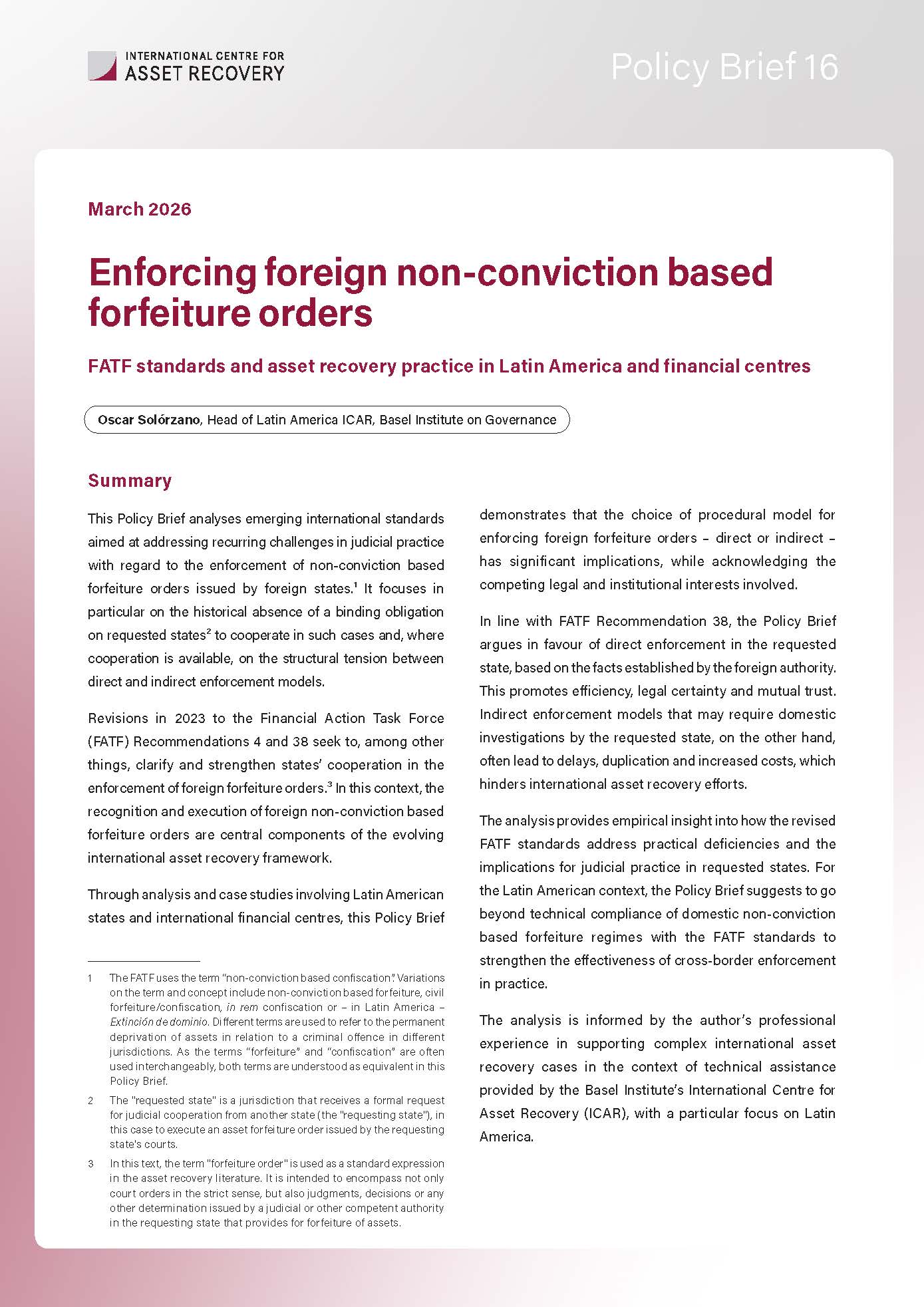 Cover page of Policy Brief 16