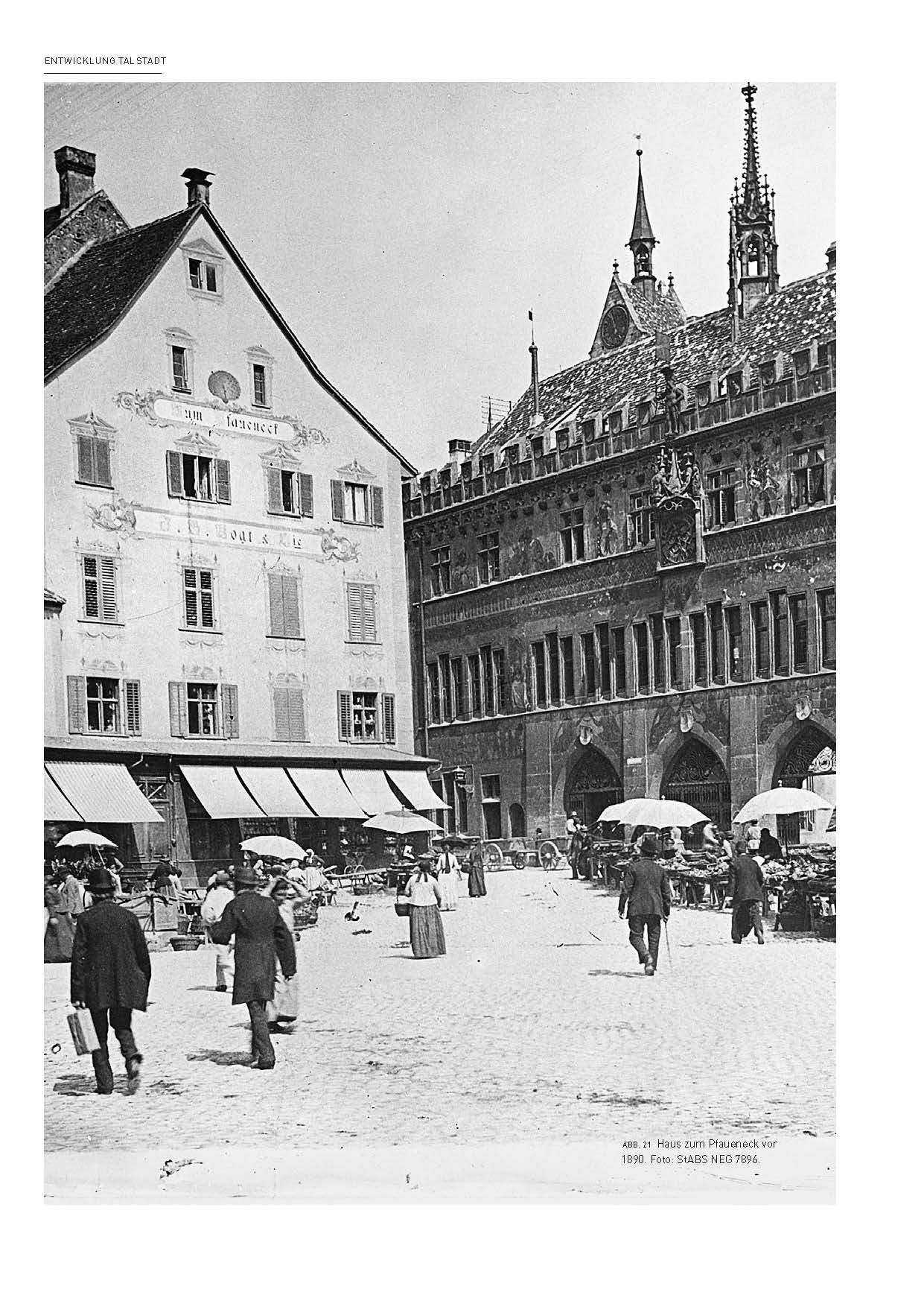 Blick auf den Basler Marktplatz, vor 1890