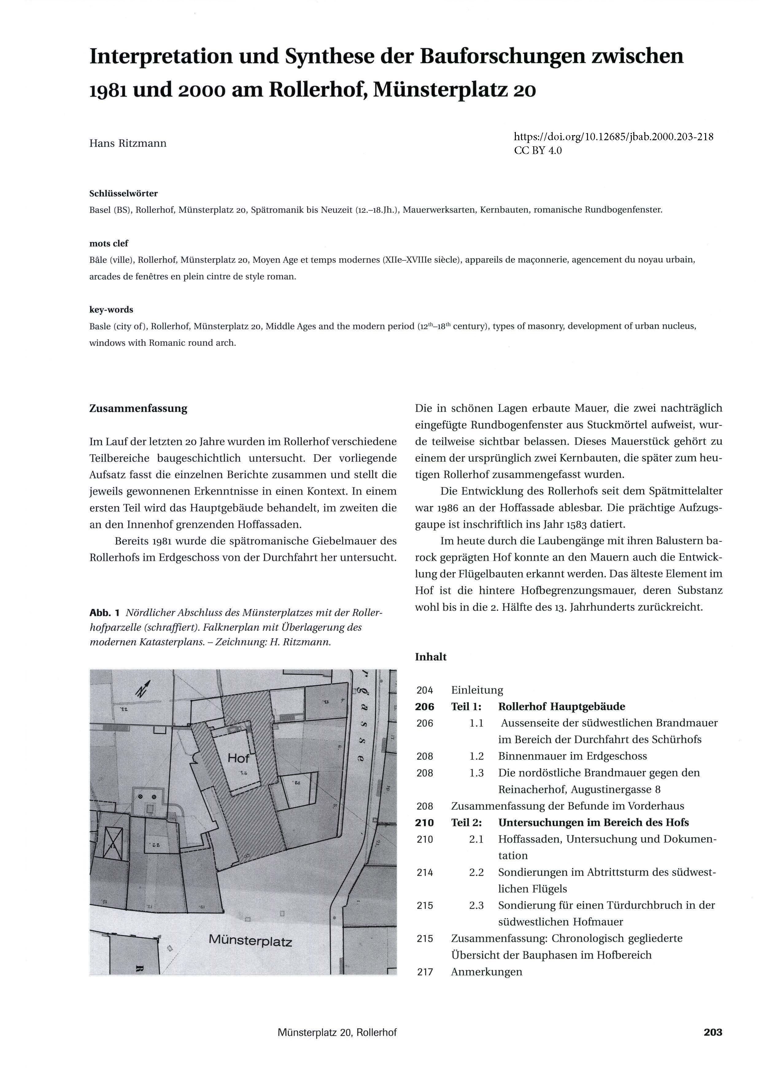 Erste Seite des Artikels zum Rollerhof