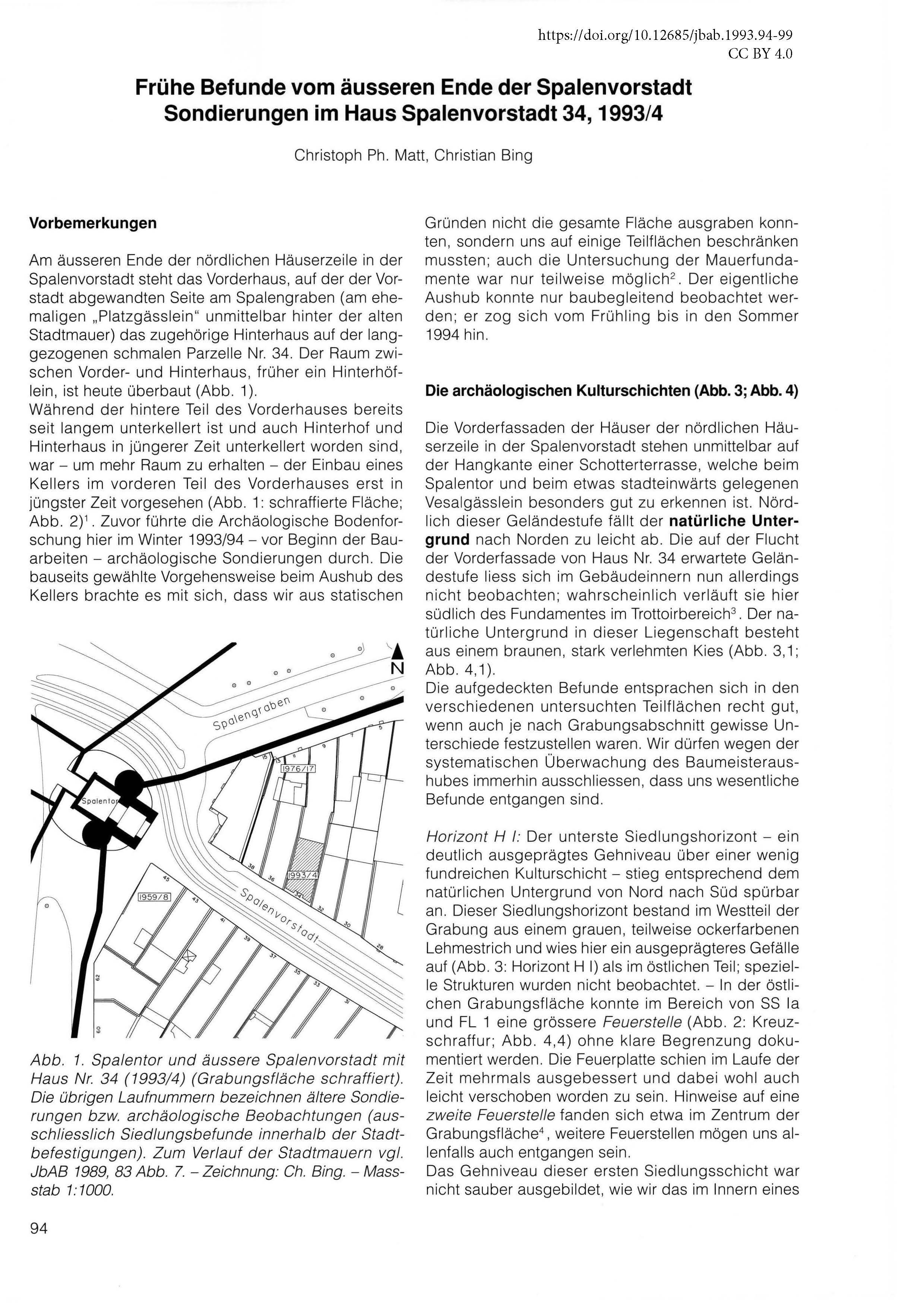 Erste Seite des Artikels über die Spalenvorstadt